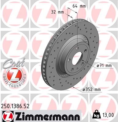 250138652 ZIMMERMANN Тормозной диск