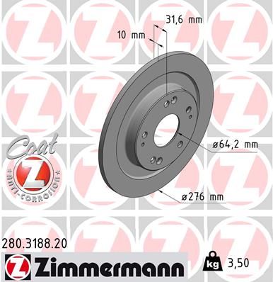 280318820 ZIMMERMANN Тормозной диск