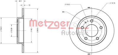 6110131 METZGER Тормозной диск