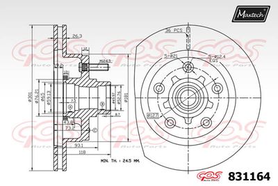 831164 MAXTECH Тормозной диск