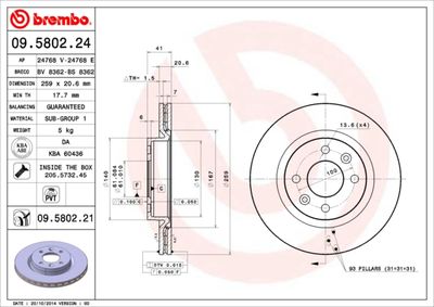 09580224 BREMBO Тормозной диск