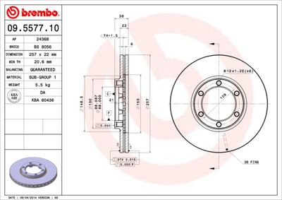 09557710 BREMBO Тормозной диск