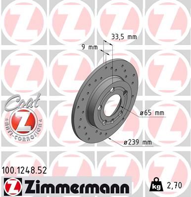 100124852 ZIMMERMANN Тормозной диск