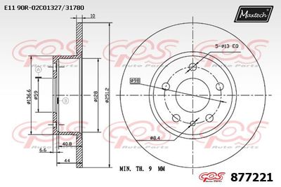 877221 MAXTECH Тормозной диск