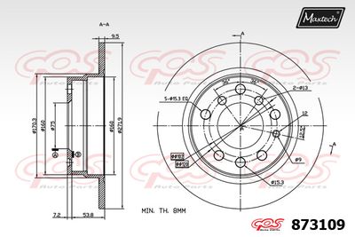 873109 MAXTECH Тормозной диск