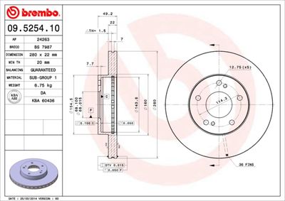 09525410 BREMBO Тормозной диск