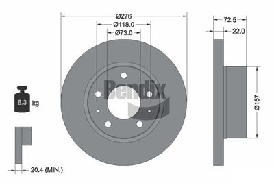 BDS1380 BENDIX Braking Тормозной диск