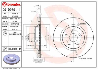 09D97911 BREMBO Тормозной диск