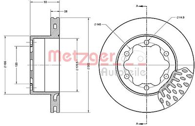 6110591 METZGER Тормозной диск