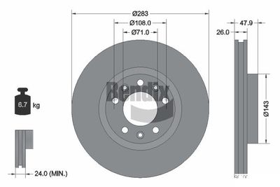 BDS1045 BENDIX Braking Тормозной диск