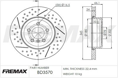 BD3570 FREMAX Тормозной диск