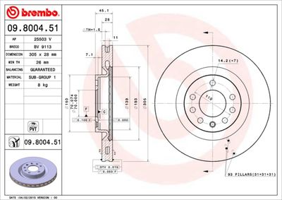 09800451 BREMBO Тормозной диск