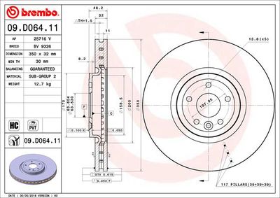 09D06411 BREMBO Тормозной диск