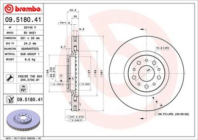 09518041 BREMBO Тормозной диск