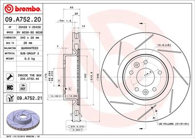 09A75220 BREMBO Тормозной диск