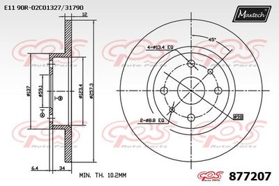 877207 MAXTECH Тормозной диск