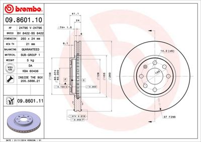 09860111 BREMBO Тормозной диск