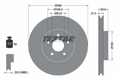 92306703 TEXTAR Тормозной диск