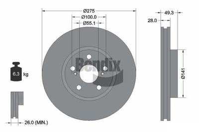 BDS2015 BENDIX Braking Тормозной диск