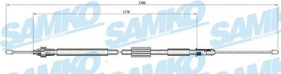 C0465B SAMKO Тросик, cтояночный тормоз