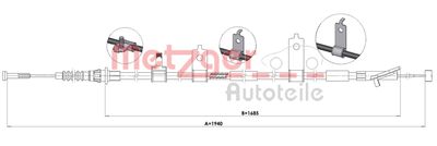 1MA006 METZGER Тросик, cтояночный тормоз