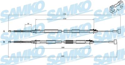 C0235B SAMKO Тросик, cтояночный тормоз