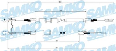 C0585B SAMKO Тросик, cтояночный тормоз